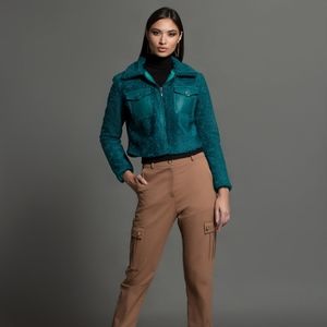 ✨Valentina Rio Hilda Teal Shearling Jacket